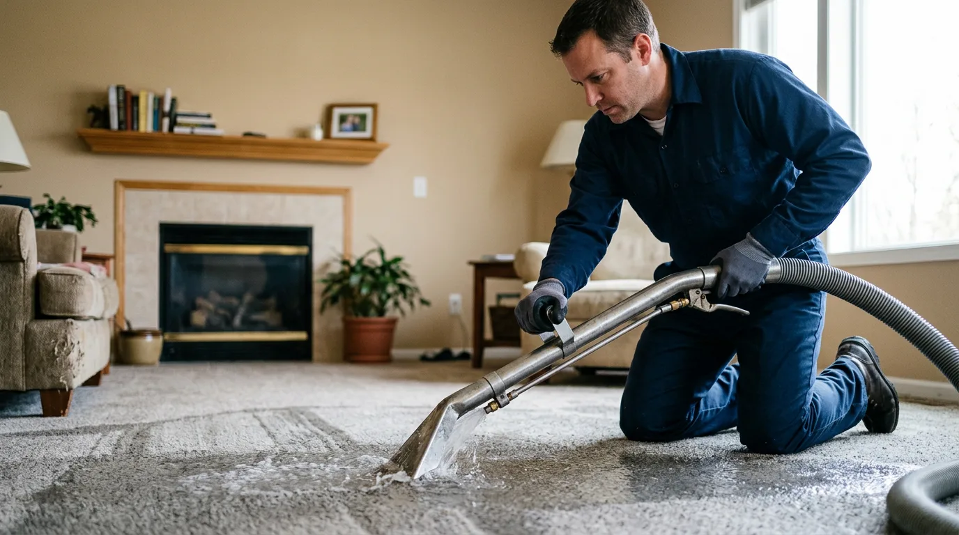 Water damage restoration technician working near Eldon, MO